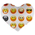 Smilies Emoji Large 19  Premium Heart Shape Cushion