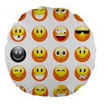 Smilies Emoji Large 18  Premium Flano Round Cushion 