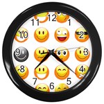 Smilies Emoji Wall Clock (Black)