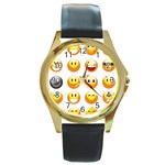 Smilies Emoji Round Gold Metal Watch