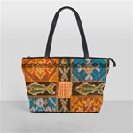 Quilted Fish Pattern Large Shoulder Bag