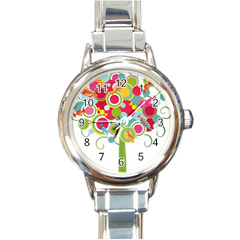 tree001 Round Italian Charm Watch from ArtsNow.com Front