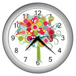 tree001 Wall Clock (Silver)