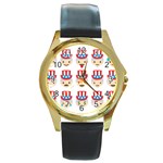 Uncle Sam Emoji Round Gold Metal Watch