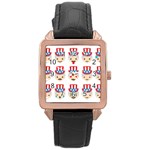 Uncle Sam Emoji Rose Gold Leather Watch 