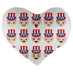 Uncle Sam Emoji Large 19  Premium Flano Heart Shape Cushion