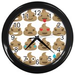 poop Emoji Wall Clock (Black)