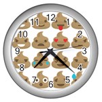 poop Emoji Wall Clock (Silver)