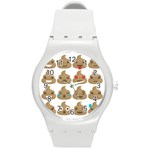 poop Emoji Round Plastic Sport Watch (M)