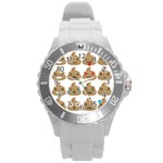 poop Emoji Round Plastic Sport Watch (L)