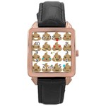 poop Emoji Rose Gold Leather Watch 