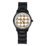 poop Emoji Stainless Steel Round Watch