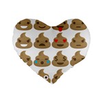 poop Emoji Standard 16  Premium Flano Heart Shape Cushion 