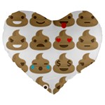 poop Emoji Large 19  Premium Flano Heart Shape Cushion