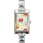 happy Birthday emoji Rectangle Italian Charm Watch