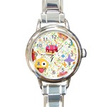 happy Birthday emoji Round Italian Charm Watch