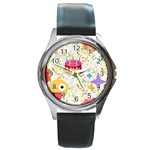 happy Birthday emoji Round Metal Watch