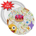 happy Birthday emoji 3  Button (10 pack)