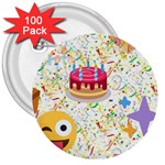 happy Birthday emoji 3  Button (100 pack)