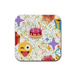 happy Birthday emoji Rubber Coaster (Square)