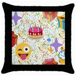 happy Birthday emoji Throw Pillow Case (Black)