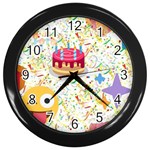 happy Birthday emoji Wall Clock (Black)