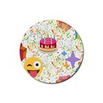 happy Birthday emoji Rubber Coaster (Round)