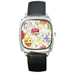 happy Birthday emoji Square Metal Watch