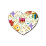 happy Birthday emoji Rubber Coaster (Heart)