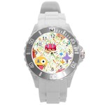 happy Birthday emoji Round Plastic Sport Watch (L)