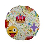 happy Birthday emoji Standard 15  Premium Flano Round Cushion 