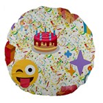 happy Birthday emoji Large 18  Premium Flano Round Cushion 