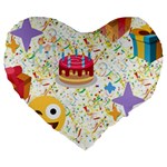 happy Birthday emoji Large 19  Premium Flano Heart Shape Cushion