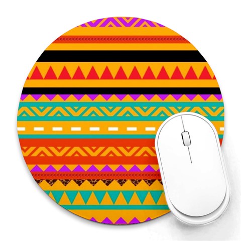 Tribal Pattern Print from ArtsNow.com 8 x8  Round Mousepad - 1