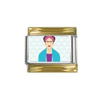 Frida Kahlo Gold Trim Italian Charm (9mm)