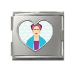 Frida Kahlo Mega Link Heart Italian Charm (18mm)