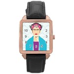 Frida Kahlo Rose Gold Leather Watch 