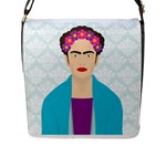 Frida Kahlo Flap Closure Messenger Bag (L)