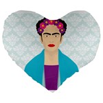 Frida Kahlo Large 19  Premium Flano Heart Shape Cushion