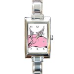 Flying Pig Rectangle Italian Charm Watch