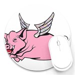 Flying Pig Round Mousepad