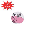 Flying Pig 1  Mini Button (100 pack) 