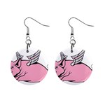 Flying Pig 1  Button Earrings