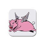 Flying Pig Rubber Square Coaster (4 pack)