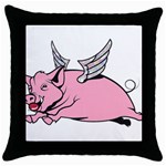 Flying Pig Throw Pillow Case (Black)