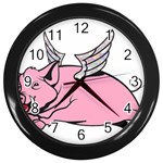 Flying Pig Wall Clock (Black)