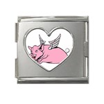 Flying Pig Mega Link Heart Italian Charm (18mm)