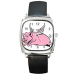 Flying Pig Square Metal Watch