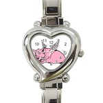 Flying Pig Heart Italian Charm Watch