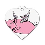 Flying Pig Dog Tag Heart (One Side)